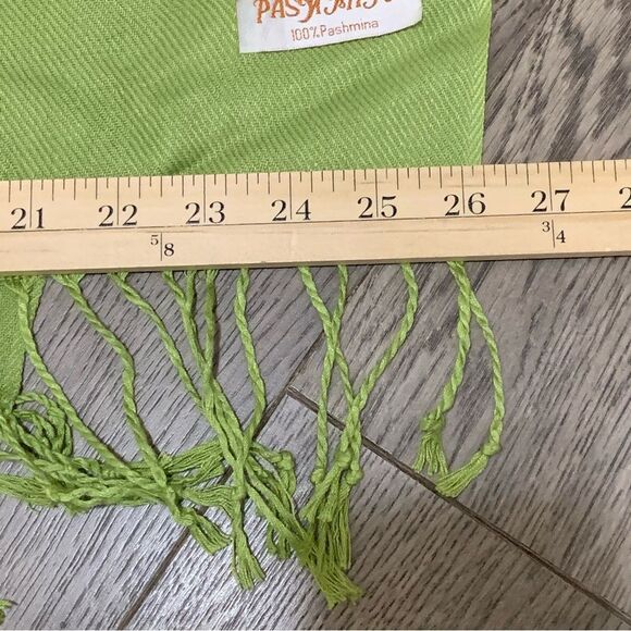 PASHMINA Avocado Green Tassel Scarf shall. - Picture 12 of 13